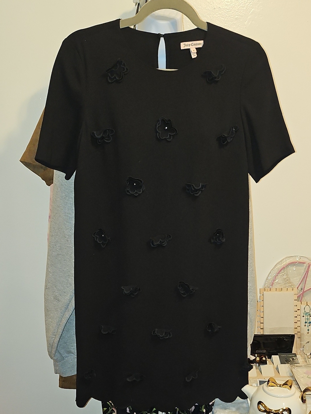Juicy Couture Black Scallop Hem Embellished Dress Size 4